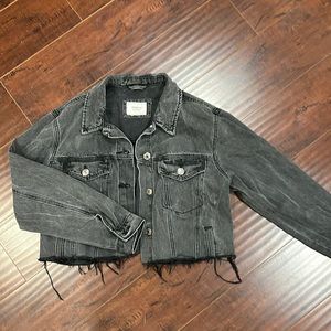 Forever 21 black cropped denim jacket